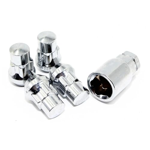 Image of 1 /2 inch-20 4 Lug Locks with 1 Key Closed End Bulge 1.26 inch Long Wheel Lug Nuts Lock Chrome Dual Hex 13 /16 inch and 3 /4 inch