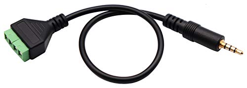 Zdycgtime 3.5Mm Screw Terminal Block Cable 3.5Mm (1/8Inch) Stereo Trrs Audio Male To 4 Pin/Way Female Bolt Screw Headphone Balum Converter Adapter Cable（30Cm/2Packs) (4Pole/M) #TOP3