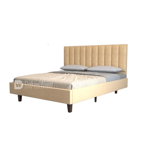 Image of DRIFTINGWOOD Florina Engineered Wood Low Height King Size Bed Without Storage | Wooden Double Bed | Low Floor /Level /Profile Cot Bedroom Furniture | Beige, Self Assembly (DIY)