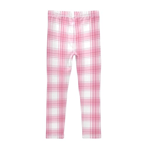 Pink Plaid Gingham Girls Leggings Toddler Kids Yoga Pants Dance Clothing Active Ballet Tights for Child Teens 7-8T2
