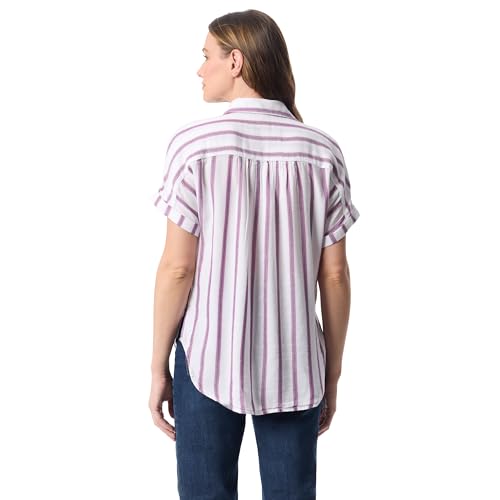 Image of Gloria Vanderbilt Women's Daisy Short Sleeve High-Low Button Down Shirt Standard