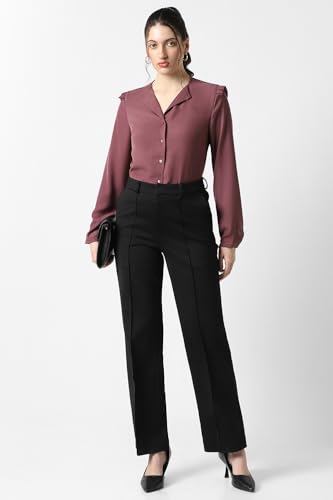 Image of Van Heusen Women Polyester Regular Fit Solid Full Sleeve Casual Shirt