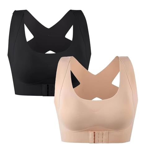 Sujetador corrector de postura para mujer, soporte de espalda, cierre frontal, brasier con levantamiento de espalda, sin varillas, ropa interior definitiva, 2 unidades., S / H