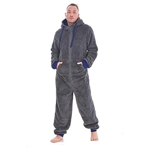Keanu KM217-C-LX - Mens Snuggle Fleece Onesie - Charcoal - LX Cover