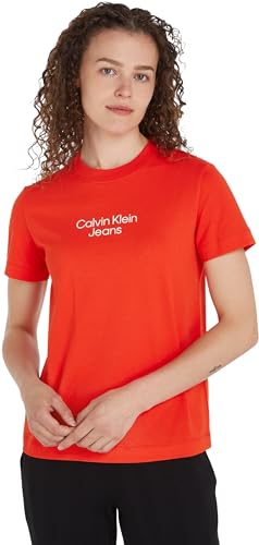 Calvin Klein Jeans Damen T-Shirt Kurzarm Rundhalsausschnitt