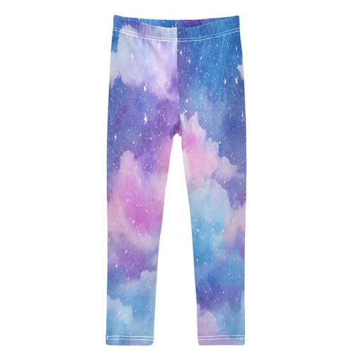 Whimsical Clouds Purple Sky Stars Girls Leggings Kids Yoga Pants Dance Active Tights 4T