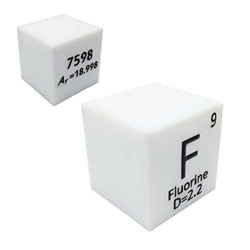 Fluorine Cube F 75.98% Tefloon Element Cube Pure 10mm Density Cube for Element Collection Periodic Table Hunter, and More (0.39
