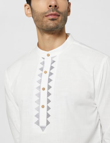 Image of Amazon Brand - Symbol Men's 100% Cotton Embellished Casual Long Kurta (Regular Fit)