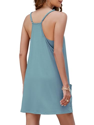 Image of Nirovien Womens Tennis Dress Workout Mini Dress with Shorts Sleeveless Spaghetti Straps Golf Athletic Dresses