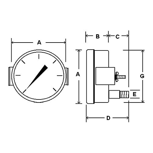 Manomètre de pression 0/6000 psi PIC Gauges 202T-254S à cadran
