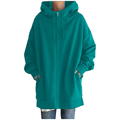 Sweatjacke Damen Große Größen mit Kapuze Reißverschluss Tailliert...