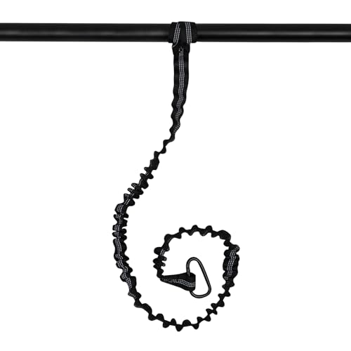 KOETSU Stretchable Kayak Paddle Leash - Elastic Bungee Cord with Quick-Release Clip, Adjustable Floating Rope for Kayak, Canoe, SUP, Paddleboard Accessoriesï¼ˆBlackï¼‰