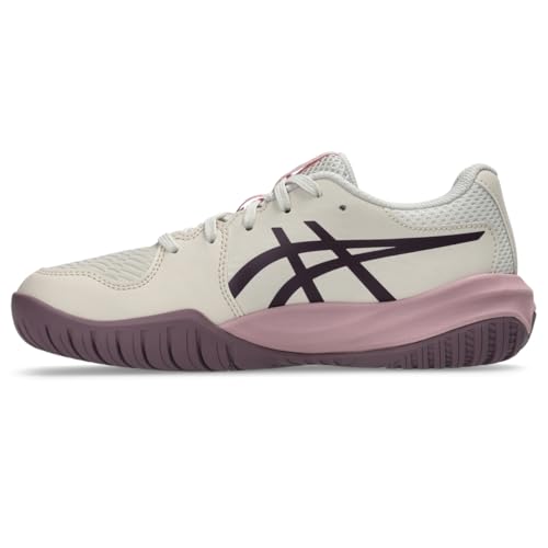 ASICS Kid's Gel-Resolution X GS Tennis Shoes, 4.5, Soft Oat/Dark Aubergine - image 5