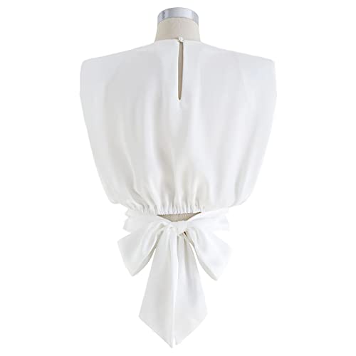 CHICWISH Women's White/Light Yellow/Sage/Pink/Pistachio Satin Tie Back Sleeveless Top2