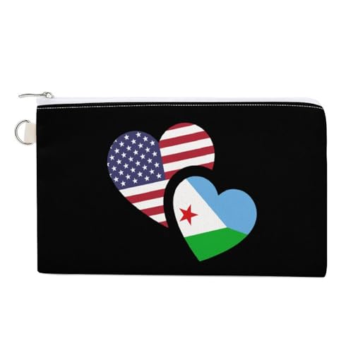 Djiboutis U.S. Flag Cute Coin Purse Travel Small Makeup Bag Pencil Pouch 7.4 × 4.6 Inch