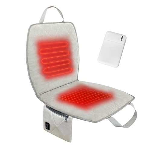 Portable Heated Seat Cushion,Foldable Heated Stadium Seat for Bleachers,Heated Seat Pad USB Powered Heated Seats Great for Sports, Fishing, Camping(Grey)