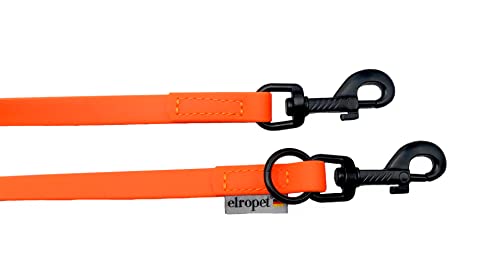 Biothane Hundeleine schwarzer Haken verstellbar für kleine Hunde/große Hunde 2m / 2,40m / 2,80m / 3,50m / 5m (Neonorange, 2m X 9mm)
