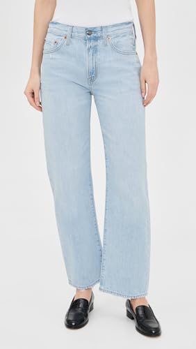 Image of PISTOLA - Lexi Mid Rise, Signature Bowed Straight Jeans - Light Denim Jeans