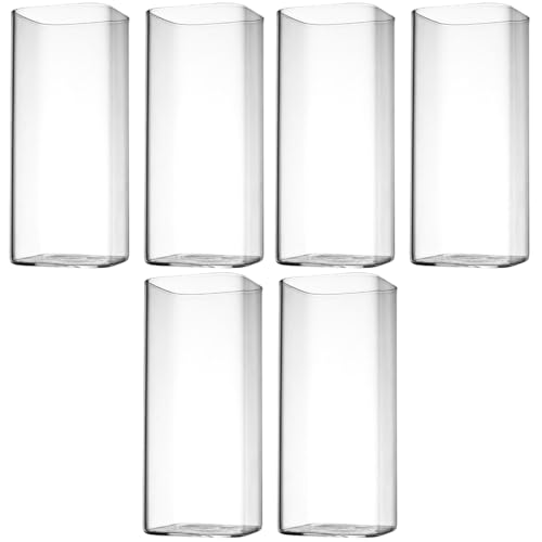 Angoily Lot De 6 Verres Carrés En Verre Transparent 400 Ml - Tasses À Boisson Pour Jus Eau Cocktails - Parfait Pour Maison Bureau Restaurants Et Fêtes