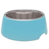 Loving Pets - Retro Bowl Dog Food Water Bowl No Tip Stainless Steel Elevated Pet Bowl No Skid Spill Proof (Extra Small, Blue)