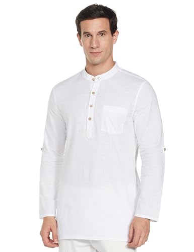 Image of Amazon Brand - Symbol Men's 100% Cotton Solid Short Length Casual Kurta - Regular Fit (Available in Plus Sizes)