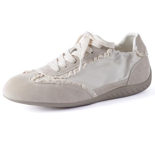 Baskets basses minimalistes pour femme chaussure décontractée à lacets bout rond rétro