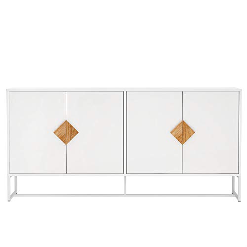 Rasoo Buffet Cabinet White 4 Doors Modern Kitchen Buffet Storage Sideboard Cabinet Credenza Cabinet Cupboard With Adjustable Shelves #TOP1