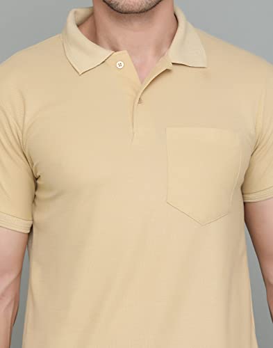 Image of INKKR Men's Polo Neck Half Sleeve Cotton Blend Regular Fit T-Shirt With Pocket
