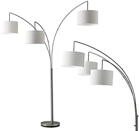 Adesso 4238-22 Trinity Arc Lamp, 74 in., 3 x 100W Incandescent/26W CFL, Brushed Steel Finish, 1 Floor Lamp