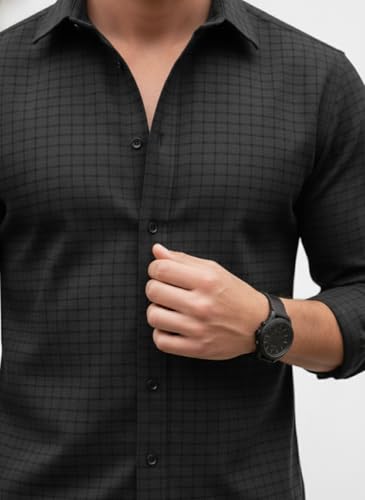 Image of Amazon Brand - INKAST Men's Slim Fit Button Down Dress Shirts Textured Long Sleeve Casual Hawaiian Shirt