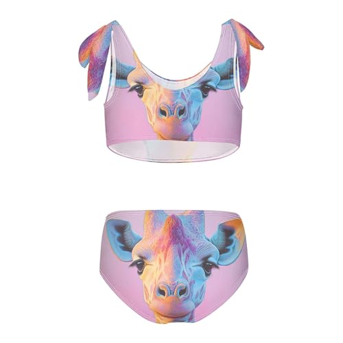 Pastel Color Giraffe Pink Girls Bikini Sets 2 Piece Swimsuits Bathing Suit Swimwear2