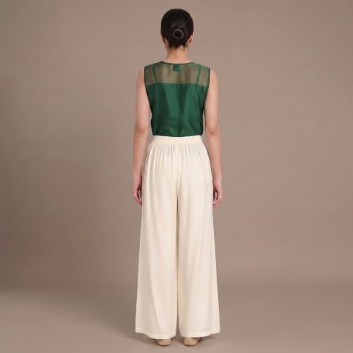 Image of FASHION GALLERY Women's Solid Rayon Palazzo Pants | Relaxed Fit Full Length Wide Leg Palazzo | Elastic Waist Comfortable Casual Lounge Office Ethnic Flared Trousers for Women