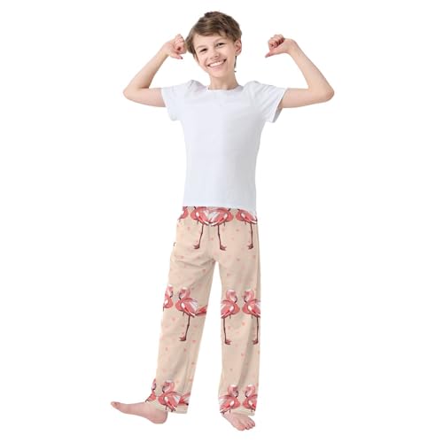 Pair Flamingo Boys Pants Boys Athletic Pants Long Pant for Boywith Pockets Wide-Leg Size 6-14Y3