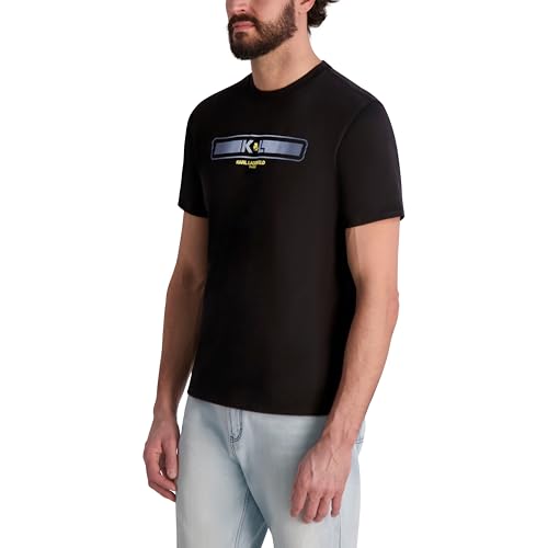 KARL LAGERFELD Men's Short Sleeve Crewneck Karl Stripe Graphic Design T-Shirt3