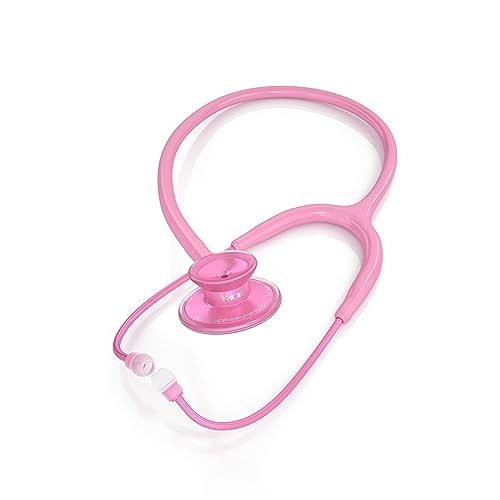 Image of MDF Instruments, Acoustica Lightweight Stethoscope for Doctors, Nurses, Students, Home Health Use, Adult, Dual Head, Pink Tube, Pink Pinkore Chestpiece-Headset, MDF747XPPO01