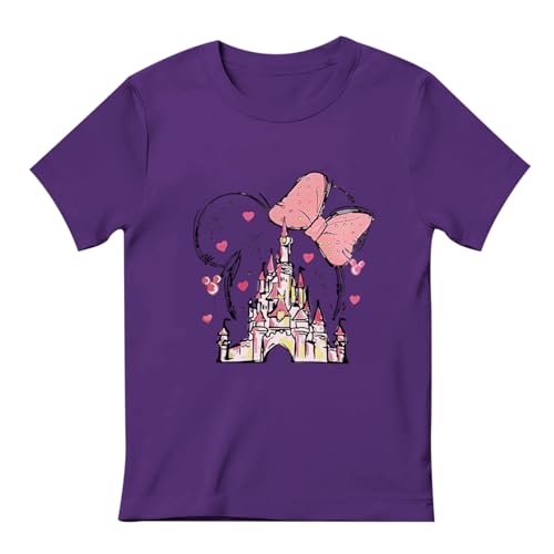 Image of Graphic Shirts for Girls Cute Bow T Shirt Kids Toddler Holiday Tshirt Vacation Trip Summer Tee Cotton Tops