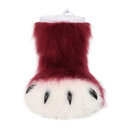 Image of Animal Fuzzy Slippers Bear Cat Wolf Dog Fox Fursuit Feet Paw Claw Shoes Furry Boots Costume Accessories for Adult Kids
