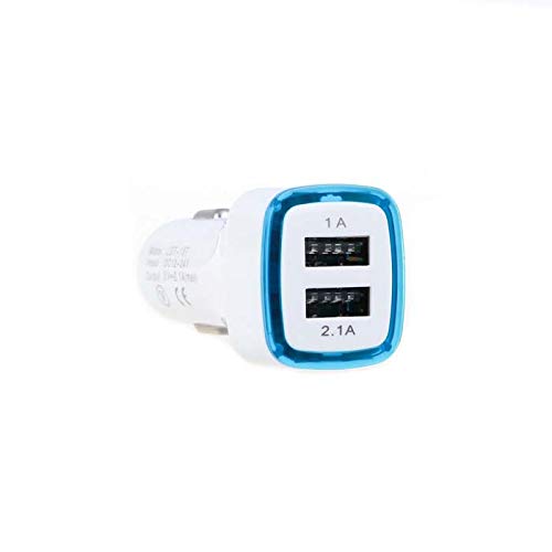 Doble adaptador LED enchufe encendedor USB para iPhone 12 Pro doble 2 puertos cargador universal de coche (azul)