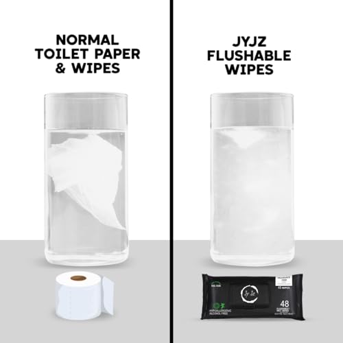 Image of Flushable Wet Wipes, 6 Pack (288 Wipes), New & Improved Fragrance Free, Disposable, Biodegradable, XL,Aloe & Vitamin-E, Drain and Marine Life Friendly, Utterly Smooth, Natural, Irresistible!