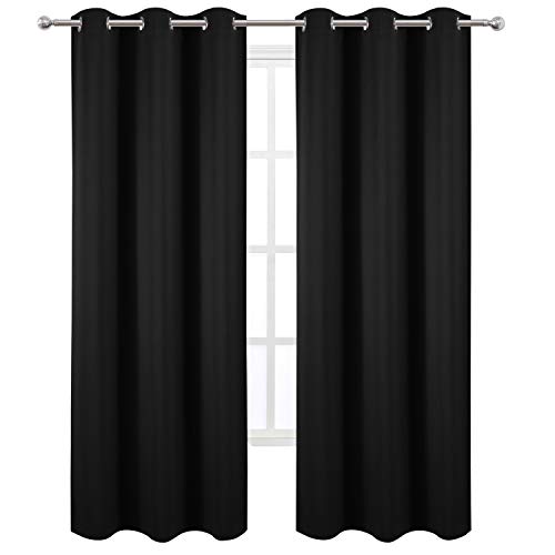 Image of LEMOMO Black Thermal Blackout Curtains /38 x 84 Inch /Set of 2 Panels Room Darkening Curtains for Bedroom