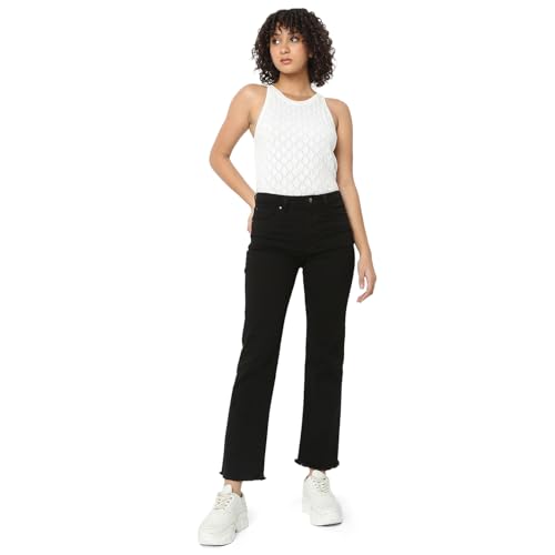 Image of Spykar Women Black Slim Straight Fit Mid Rise Casual Jeans