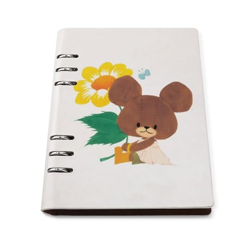 くまのがっこう システム手帳 PU ノートメモ帳 バインダーノート A5サイズ 手帳 スケジュール帳 6穴 レザー 日記帳 記録ノート ルーズリーフ式 詰め替え可 メモ帳 バインダーリング 文房用具 プレゼント 贈り物 子供 学生