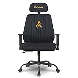 Symino Sedia da ufficio ergonomica in tessuto scamosciato, funzione reclinazione e oscillazione 109°, supporto lombare integrato, poggiatesta e braccioli regolabili, colore: nero