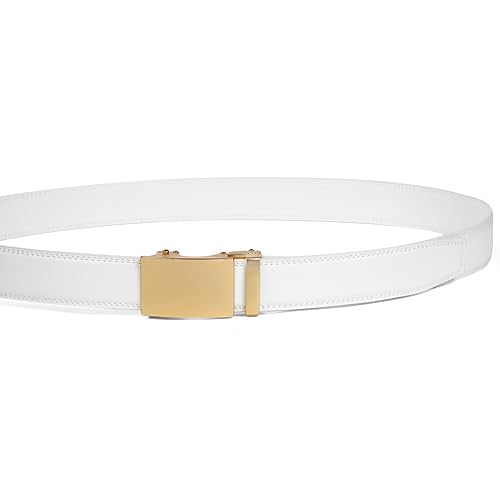 Image of Founders & C Men's Ratchet Belt 1 3 /8 inch,Leather Dress Belt Adjustable with Click Sliding Buckle Trim to Exact Fit