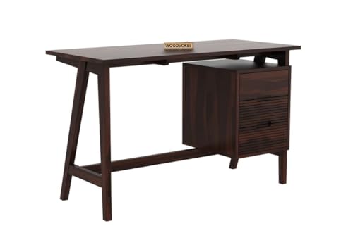 WOODVOKES Wooden Study Table for Adults| Work from Home Computer/Laptop Writing Desk with 3 Drawers & Storage| Solid Wood Sheesham, (Walnut) - Image 5