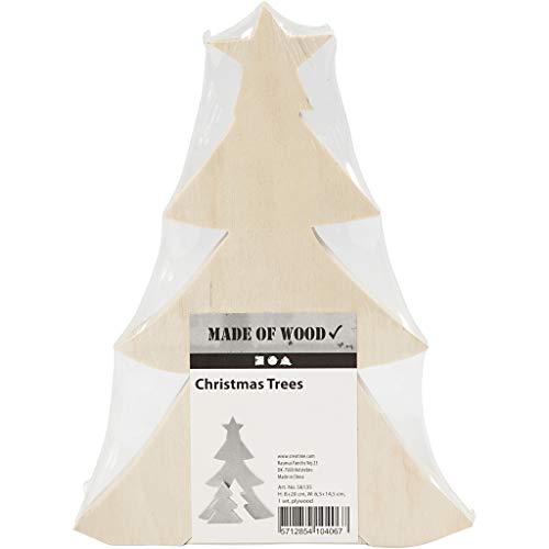 Christmas Trees, H: 8+20 cm, W: 6,5+14,5 cm, plywood, 1set, depth 2 cm - Image 2