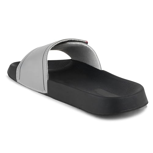 Image of PERY-PAO Sliders Mens White, Black, Grey Stylish Printed Flip Flop & Slippers