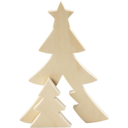 Christmas Trees, H: 8+20 cm, W: 6,5+14,5 cm, plywood, 1set, depth 2 cm - Image 3