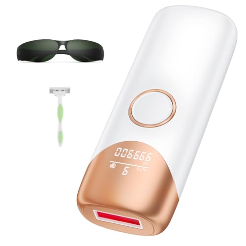 Depiladora Laser, ‌Depiladora Luz Pulsada con función de enfriamiento, 19,8 J Aparatos Depilación con 9 niveles de ajuste de energía, depilación con luz roja de 600-1200 nm, 999 900 destellos, Blanco