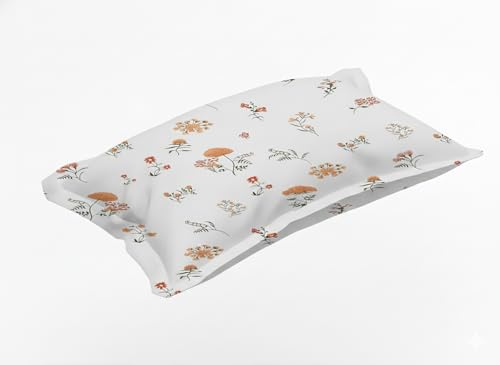 Image of 240 TC Soft Ezyption Floral Single Bed Sheet Cotton - Single bedsheet with 1 Pillow Cover Hypoallergenic, Brethable, (Size- 60 x 90 Inch | White Rust